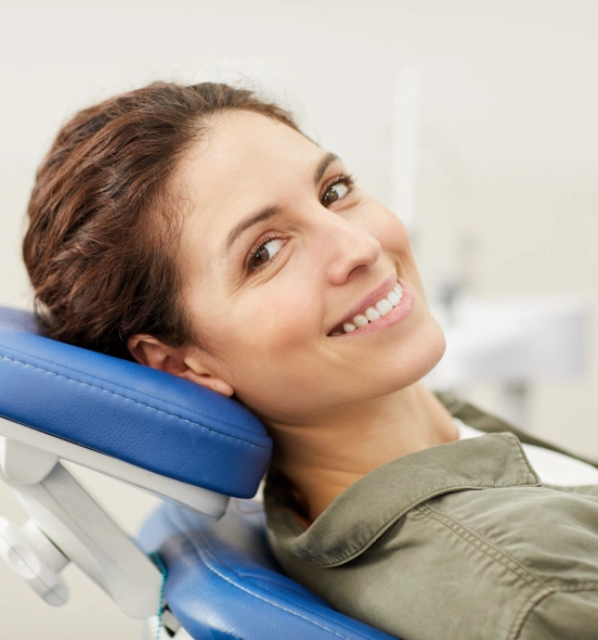 Relaxed female patient enjoying a comfortable first dental visit at TRU Dentistry SoCo in South Austin, TX